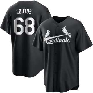 Men's Replica Black/White Ryan Loutos St. Louis Cardinals Jersey