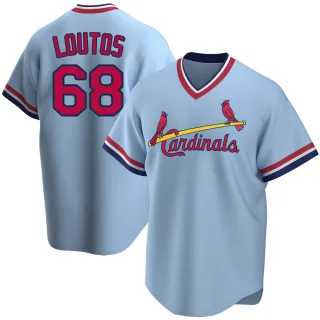 Men's Replica Light Blue Ryan Loutos St. Louis Cardinals Road Cooperstown Collection Jersey